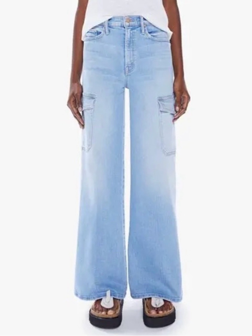MOTHER Light Blue Wide-Leg Cargo Jeans